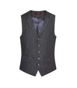 Brook Taverner Mens Memphis Waistcoat (Charcoal Herringbone Gray)
