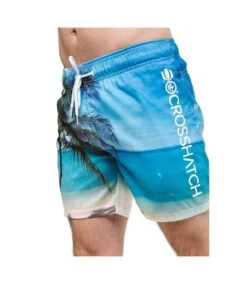 Crosshatch Mens Shelford Tropical Island Swim Shorts (Blue)