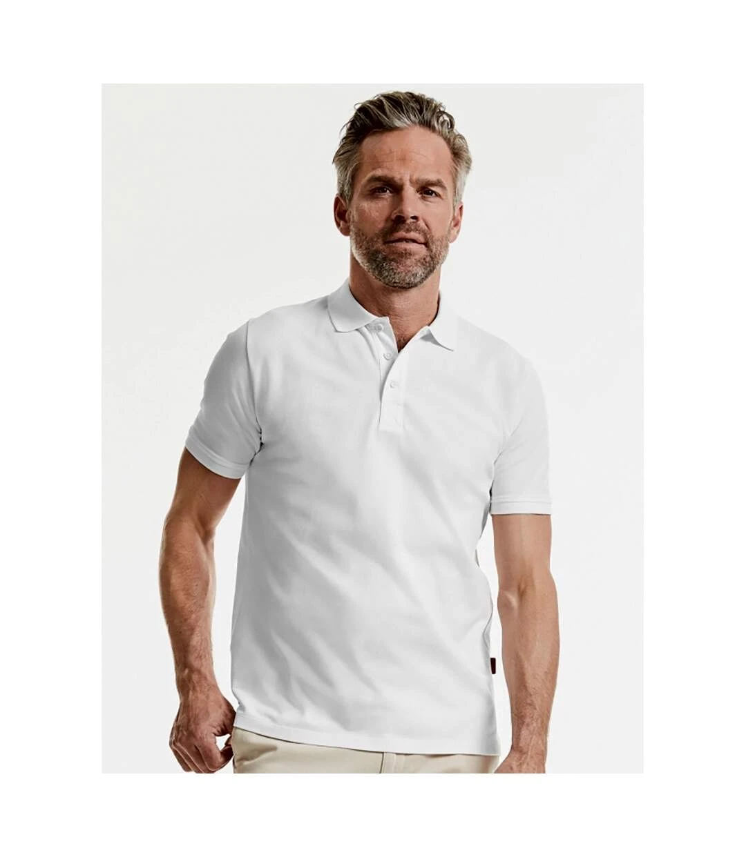 Russell Mens Pure Organic Polo (White) 6 Russell Mens Pure Organic Polo (White) - Image 4