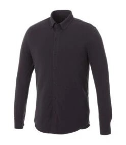Elevate Mens Bigelow Long Sleeve Pique Shirt (Storm Gray)