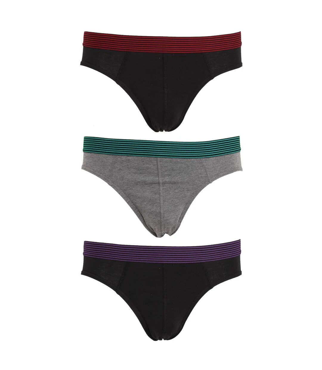 Tom Franks Mens Briefs Underwear With Striped Waistband (3 Pack) (Red/Teal/Purple) 3 Tom Franks Mens Briefs Underwear With Striped Waistband (3 Pack) (Red/Teal/Purple)