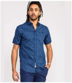 Duke Mens Tristain D555 Floral Short Sleeve Shirt (Navy) -Featured Men'S Clothing Stores F280E211B12F3351D16C3FBF5726E0436020A51E85B0B3A006657C666D741E89