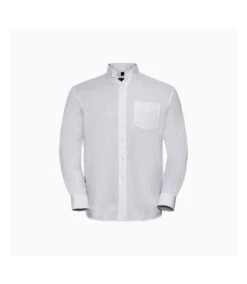 Russell Collection Mens Oxford Long-Sleeved Shirt (White)