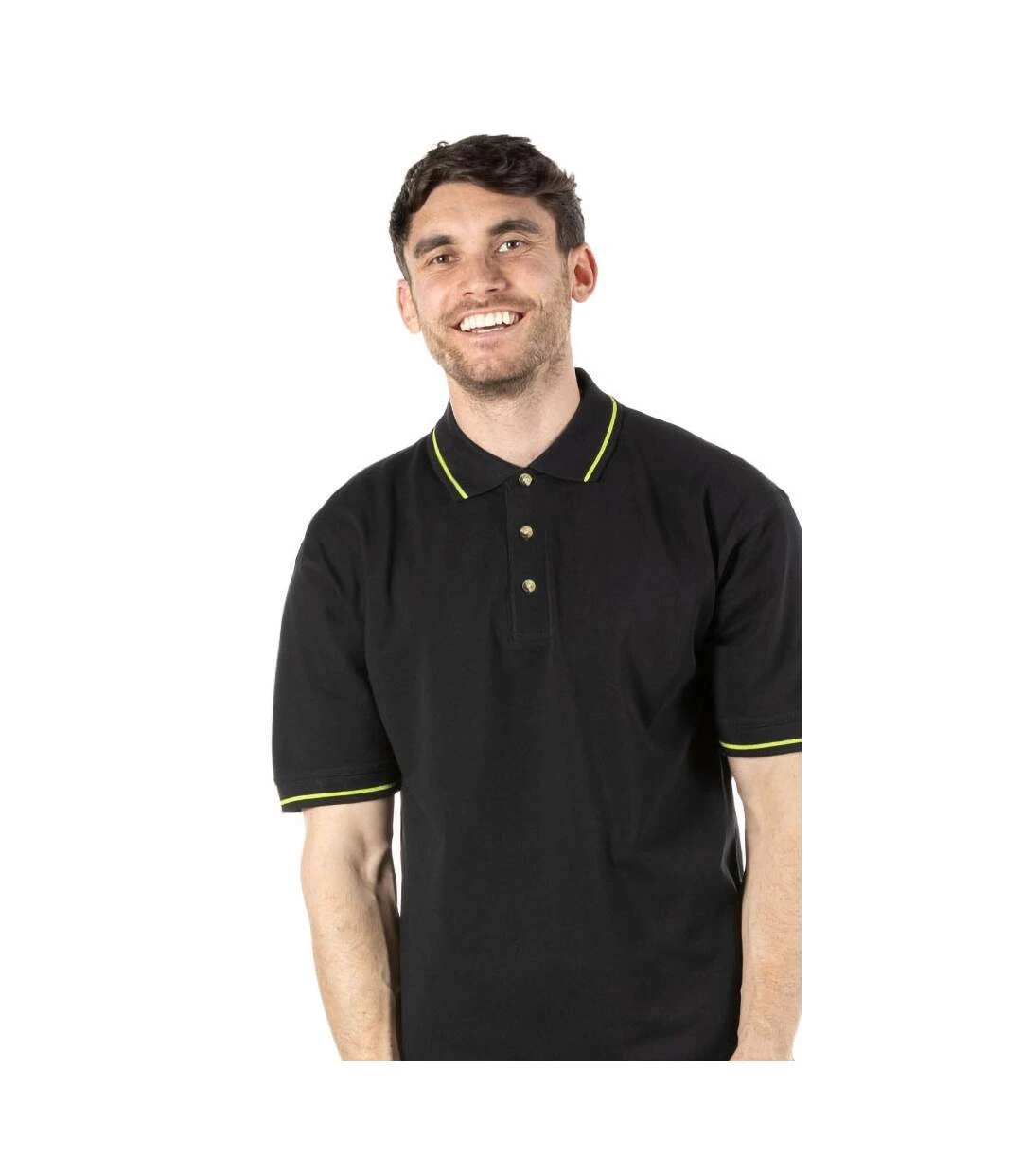 Kustom Kit Mens St. Mellion Mens Short Sleeve Polo Shirt (Black/Lime) 4 Kustom Kit Mens St. Mellion Mens Short Sleeve Polo Shirt (Black/Lime) - Image 2