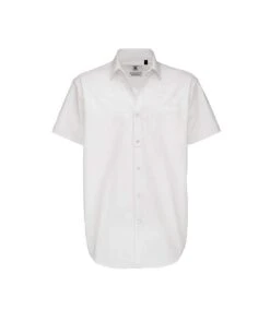 B&C Mens Sharp Twill Short Sleeve Shirt / Mens Shirts (White)