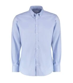 Kustom Kit Mens Oxford Stretch Slim Long-Sleeved Shirt (Light Blue)