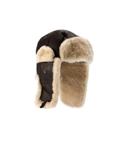 Eastern Counties Leather Mens Shelford Sheepskin Pilot Hat (Dark Brown Forest)
