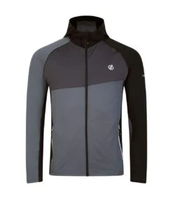 Dare 2B Mens Touring Hooded Stretch Full Zip Jacket (Ebony/Black)