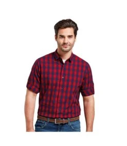 Premier® Premier Mens Mulligan Checked Cotton Long-Sleeved Shirt (Red/Navy) -Featured Men'S Clothing Stores F742463EABAEDDA9D86800ED1889A65AA4FC2521AFF05EEFC91EE434066EAE90