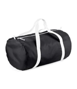 BagBase Packaway Barrel Bag/Duffel Water Resistant Travel Bag (8 Gallons) (Black / White) (One Size)