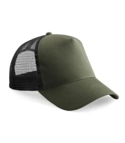 Beechfield Mens Half Mesh Trucker Cap/Headwear (Pack Of 2) (Olive Green/Black)