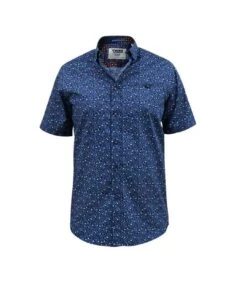Duke Mens Tristain D555 Floral Short Sleeve Shirt (Navy)