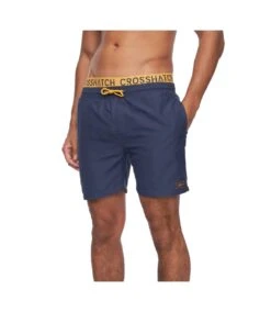 Crosshatch Mens Bandout Swim Shorts (Navy)