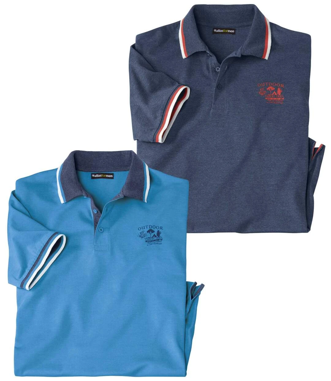 Pack Of 2 Men's Jersey Polo Shirts - Blue Navy 3 Pack Of 2 Men's Jersey Polo Shirts - Blue Navy