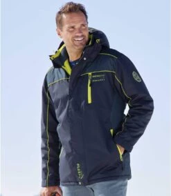 Men's Water-Repellent Sporty Parka - Detachable Hood - Navy -Featured Men'S Clothing Stores a3a2e8c527351b578f186686e5fef9cb