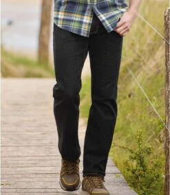 Men's Black Regular Stretch Jeans - Elasticated Waist