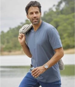 Pack Of 3 Men's V-Neck T-Shirts - Navy Blue Yellow -Featured Men'S Clothing Stores a4e30633ff8166dd9b79c66053105b28