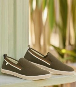 Men's Khaki Elasticated Canvas Moccasins -Featured Men'S Clothing Stores a7f45b7230c7cc2cbb11308f8ea8116e