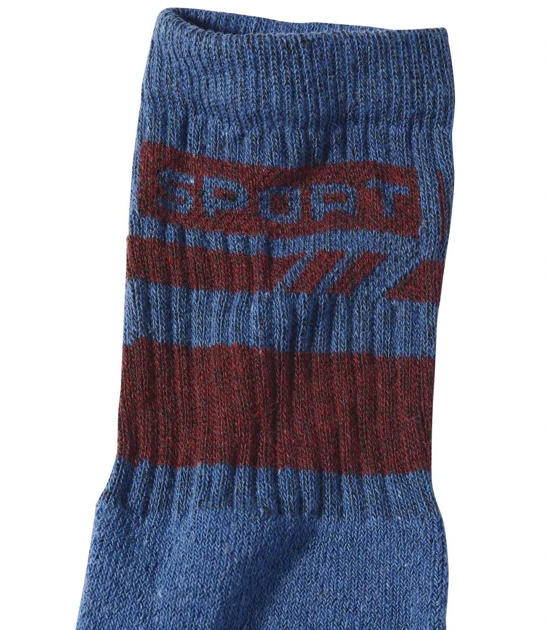 Pack Of 4 Pairs Of Men's Sports Socks - Burgundy Grey Indigo 7 Pack Of 4 Pairs Of Men's Sports Socks - Burgundy Grey Indigo - Image 5
