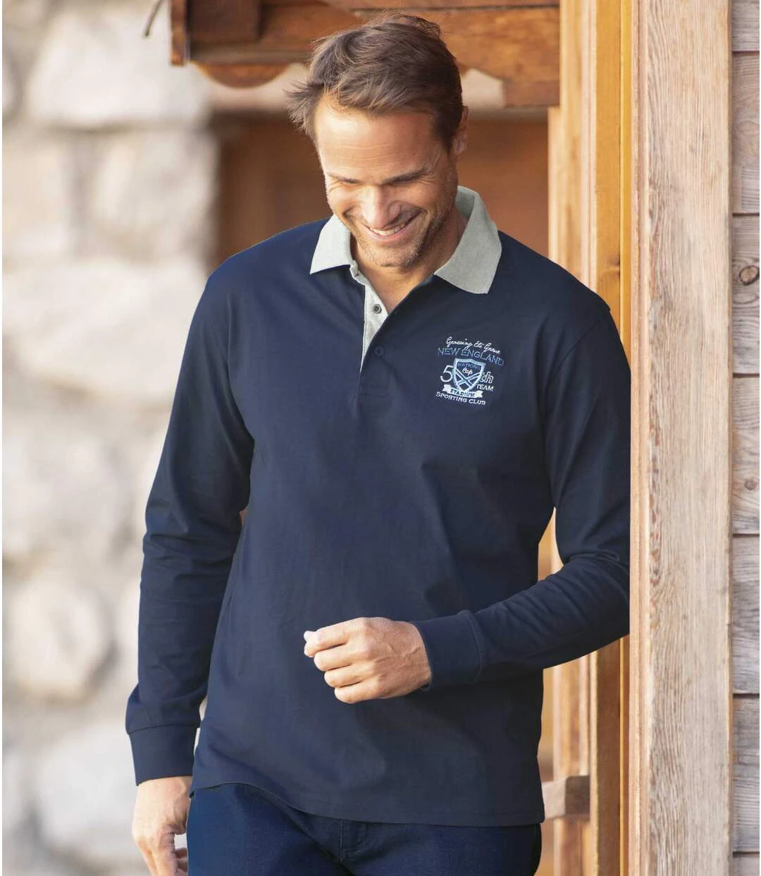 Pack Of 2 Men's Long Sleeve Polo Shirts - Burgundy Navy 5 Pack Of 2 Men's Long Sleeve Polo Shirts - Burgundy Navy - Image 3