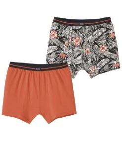 Pack Of 2 Men's Boxer Shorts - Orange Black