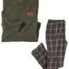 Men's Checked Jersey Pyjamas - Khaki -Featured Men'S Clothing Stores b0fa3c94405ddeb486a326b93911e878
