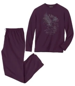 Men's Eagle Print Pyjamas - Plum