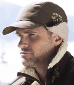 Men's Sherpa-Lined Microfibre Cap - Brown -Featured Men'S Clothing Stores b7fce77ede95ef61c73ada02116dc61e