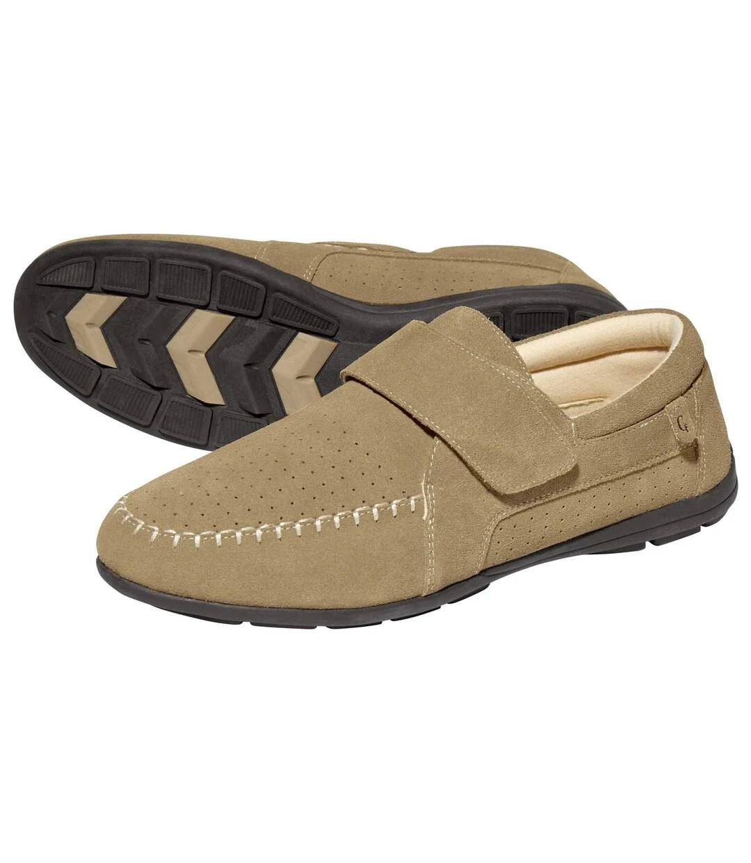 Men's Hook-and-Loop Moccasins - Beige 3 Men's Hook-and-Loop Moccasins - Beige