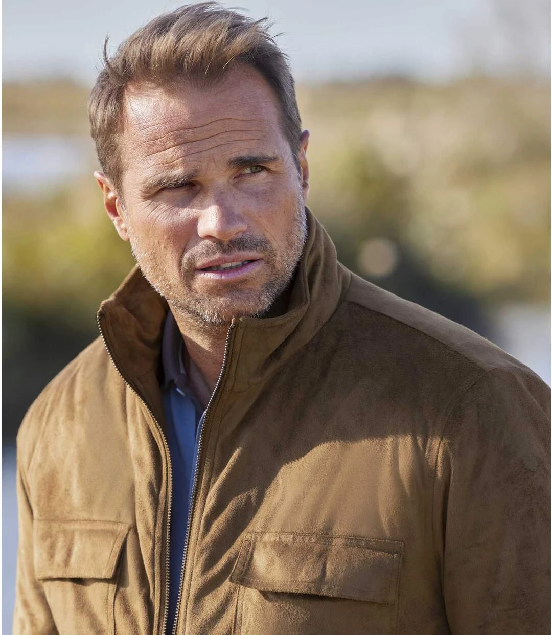 Men's Quilted Faux-Suede Jacket - Camel 6 Men's Quilted Faux-Suede Jacket - Camel - Image 4