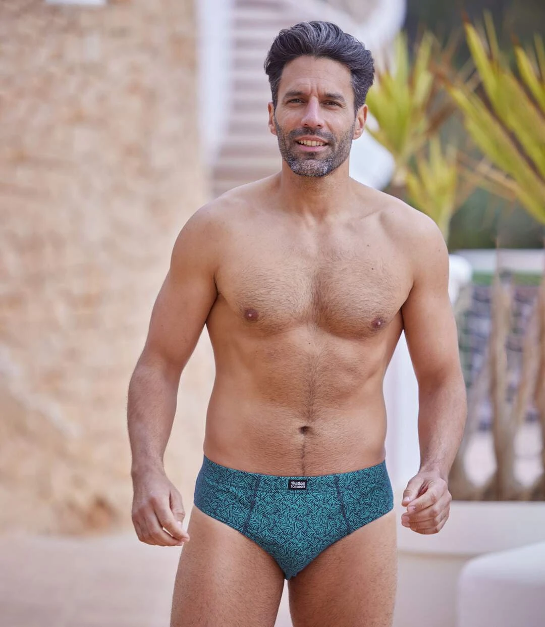 Pack Of 4 Men's Patterned Briefs - Grey Turquoise Blue Navy 4 Pack Of 4 Men's Patterned Briefs - Grey Turquoise Blue Navy - Image 2