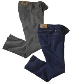 Pack Of 2 Men's Regular Stretch Jeans - Grey Blue