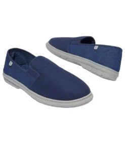 Men's Blue Denim And Canvas Moccasins