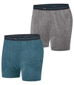 Pack Of 2 Men's Stretchy Boxer Shorts - Green Grey