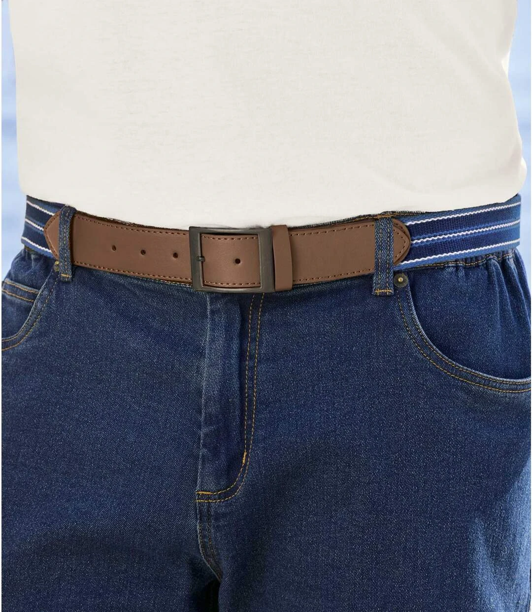 Men's Blue Striped Money Belt 4 Men's Blue Striped Money Belt - Image 2