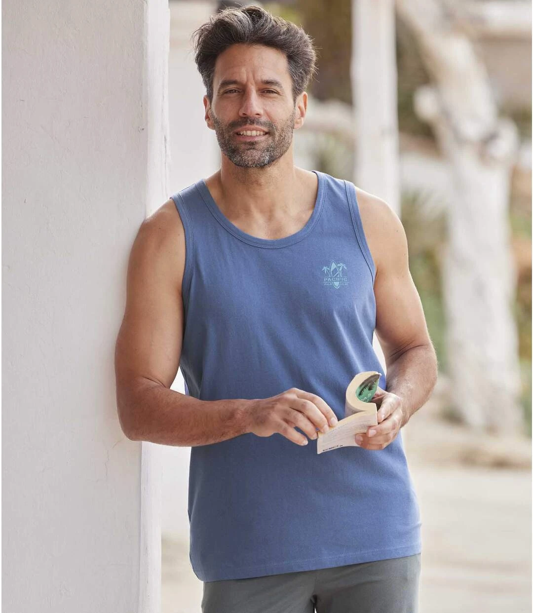 Pack Of 2 Men's Plain Tank Tops - Blue Emerald Green 4 Pack Of 2 Men's Plain Tank Tops - Blue Emerald Green - Image 2