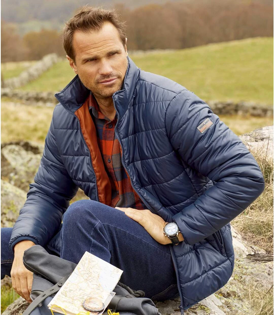 Men's Blue Lightweight Puffer Jacket 5 Men's Blue Lightweight Puffer Jacket - Image 3