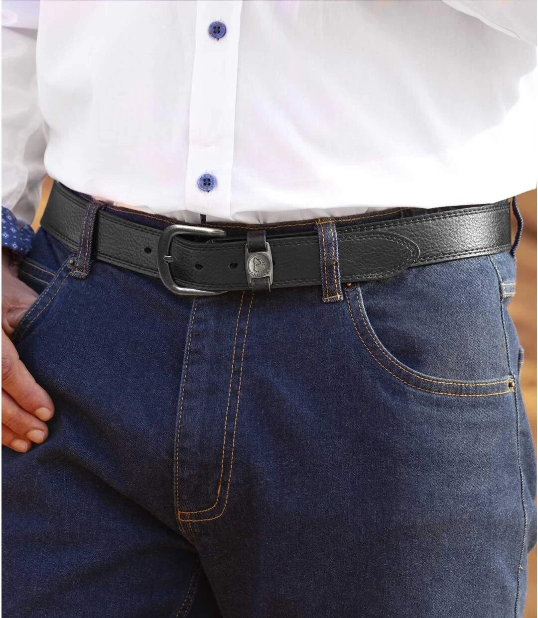 Men's Black Split Leather Belt 4 Men's Black Split Leather Belt - Image 2