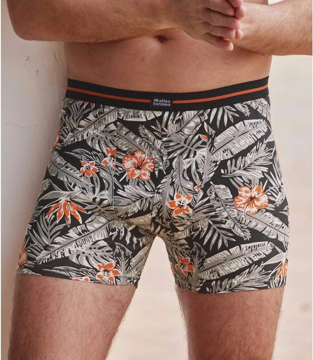 Pack Of 2 Men's Boxer Shorts - Orange Black 5 Pack Of 2 Men's Boxer Shorts - Orange Black - Image 3