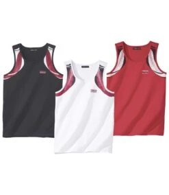 Pack Of 3 Men's Sport Tank Tops - Red Black White