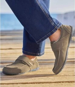 Men's Taupe Moccasins - Split Leather -Featured Men'S Clothing Stores d52eafd8aa63743cbe8c78bdcd66e3b9