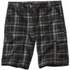 Men's Checked Cargo Shorts - Black Grey