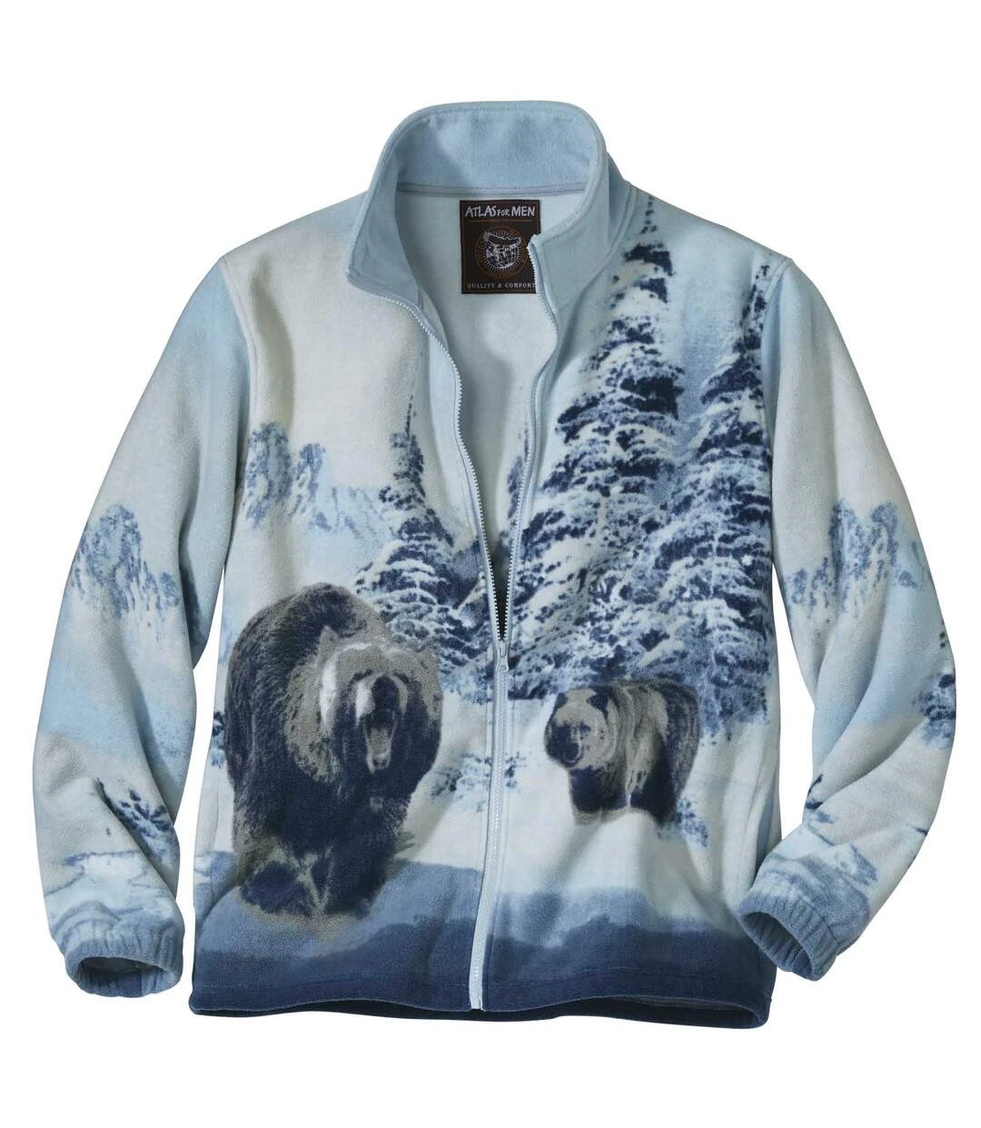 Men's Full Zip Fleece Jacket - Ice Blue 5 Men's Full Zip Fleece Jacket - Ice Blue - Image 3