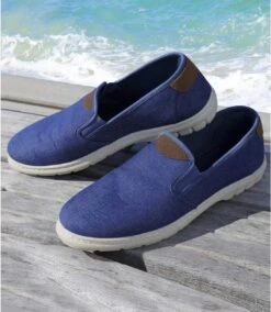 Men's Blue Elasticated Denim Loafers