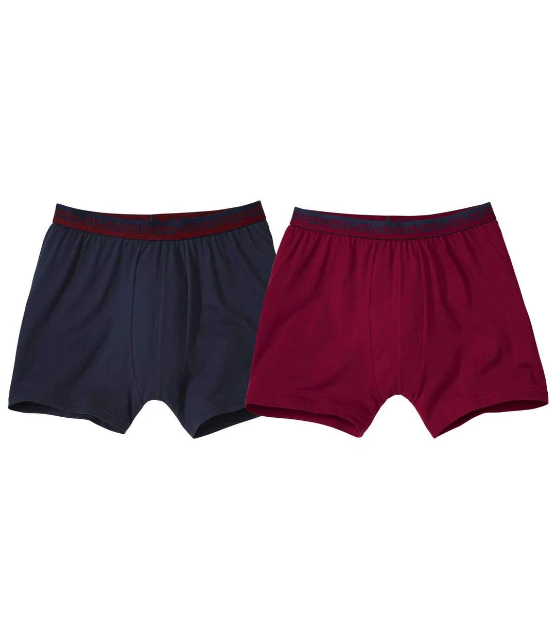 Men's Pack Of 2 Monochrome Boxers - Navy, Blue And Burgundy 3 Men's Pack Of 2 Monochrome Boxers - Navy, Blue And Burgundy