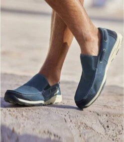 Men's Blue Elasticated Moccasins -Featured Men'S Clothing Stores dcb68fc3e062a3c8e3b80b32ac9dfcaa
