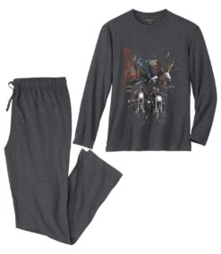 Men's Anthracite Printed Pyjamas