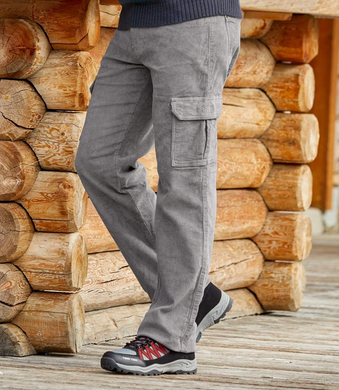 Men's Grey Stretch Corduroy Pants 3 Men's Grey Stretch Corduroy Pants