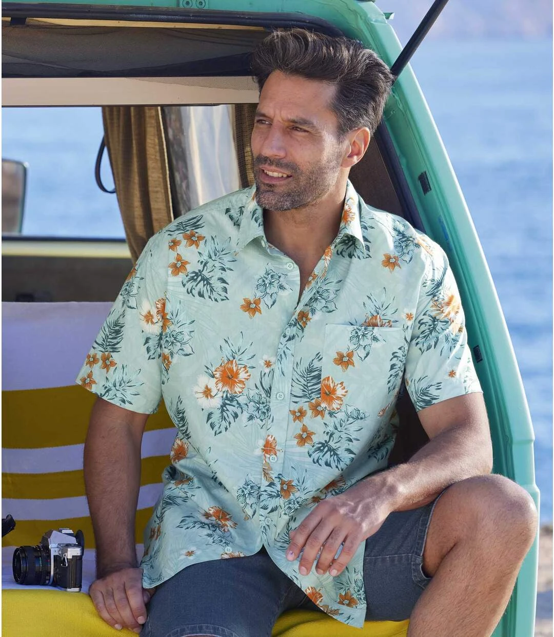 Men's Hawaiian Shirt - Sky Blue 4 Men's Hawaiian Shirt - Sky Blue - Image 2