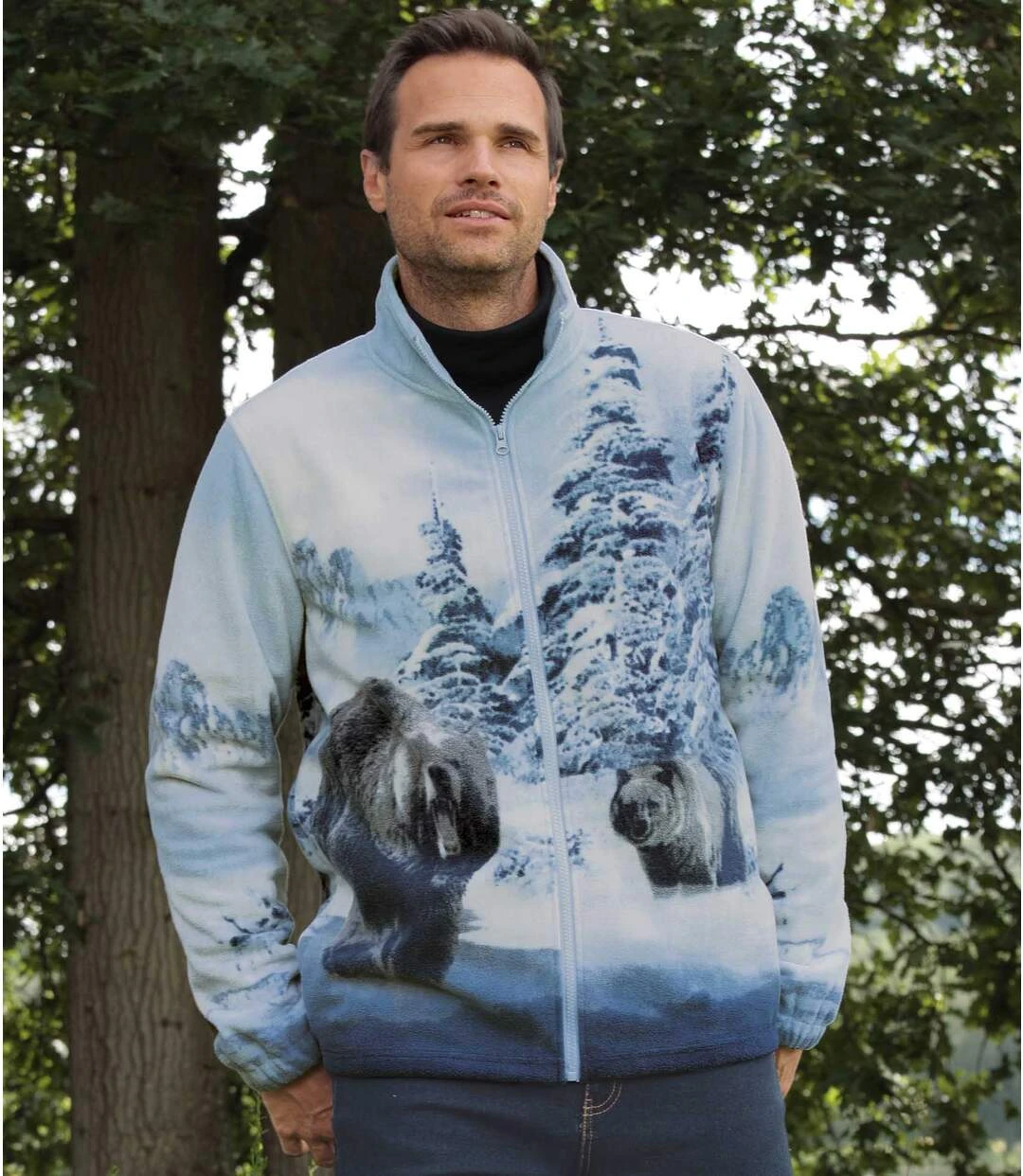 Men's Full Zip Fleece Jacket - Ice Blue 6 Men's Full Zip Fleece Jacket - Ice Blue - Image 4